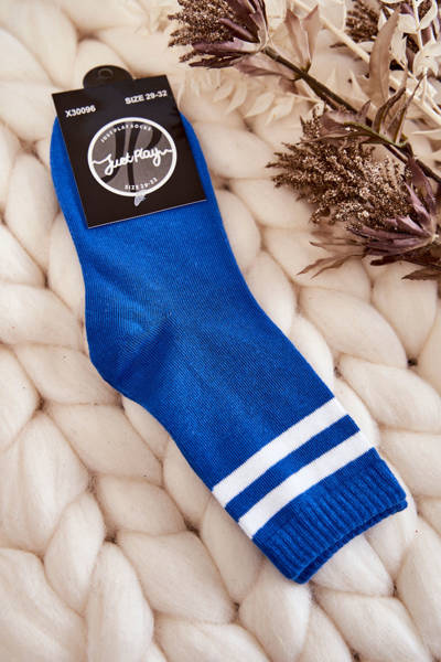 Jugend-Sportsocken aus Baumwolle mit Streifen blaue
