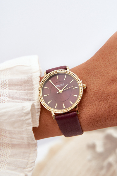 Montre avec bracelet en simili cuir sans nickel violet ERNEST E62155D