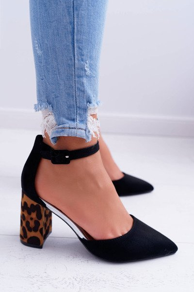 Moteriškos Leopard Stiletto pompos Black Ferri