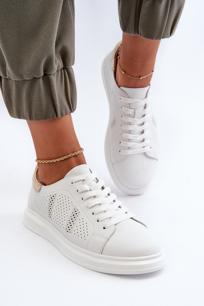Weiße Damen-Ledersneakers S.Barski LR760