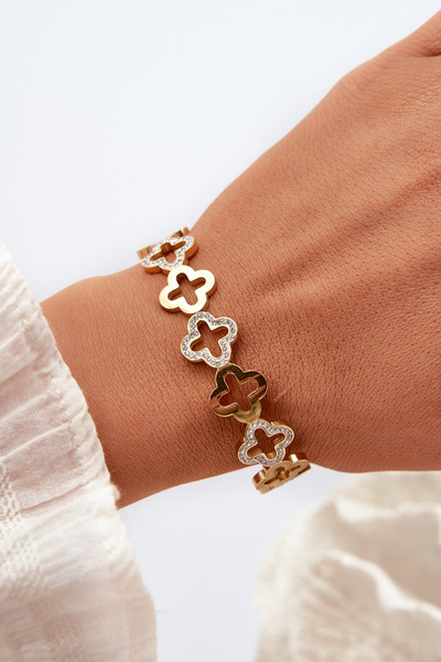 Bracelet Femme Orné de Zircones Acier Inoxydable Or