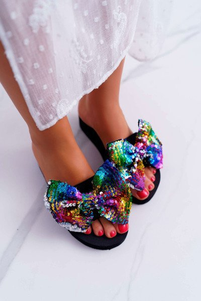 Tongs Plateforme Mousse Femme Cocard Paillettes Irisées Meow