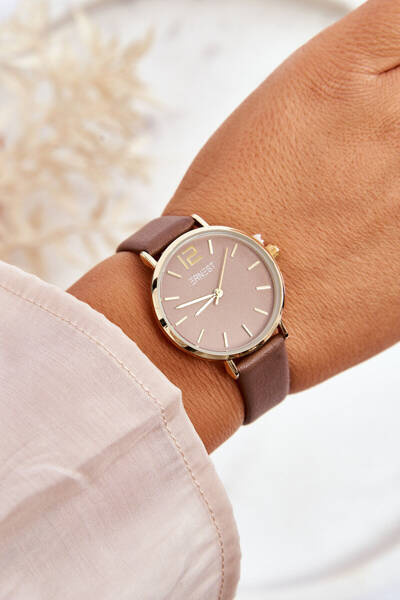 Montre Sur Bracelet Cuir Sans Nickel ERNEST Marron