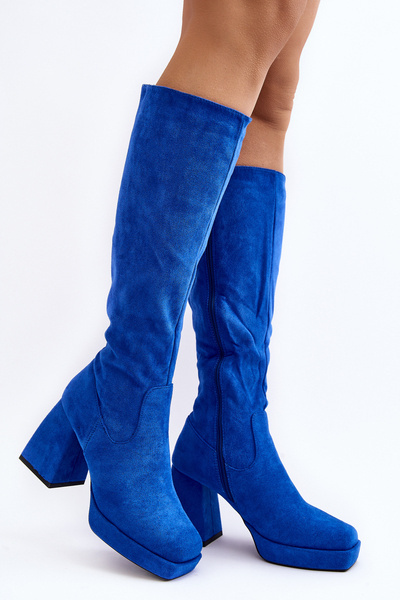 Bottines isolées à gros talon pour femme en bleu Layala