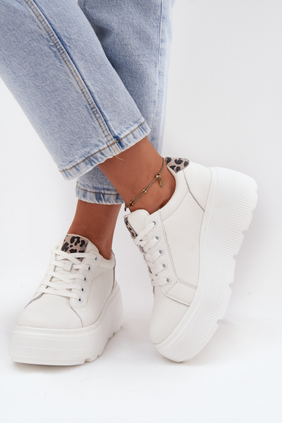 Leder Damensneaker auf Plattform Panterka Vinceza 89144 Weiß