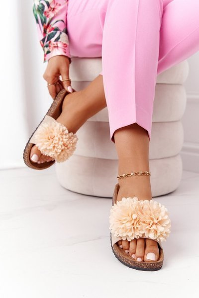 Chaussons Sur Semelle Liège Beige Flowerbomb