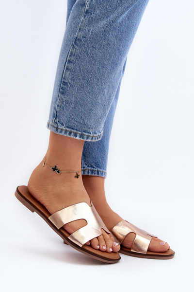 Sandales à découpes or rose pour femme Lumossa