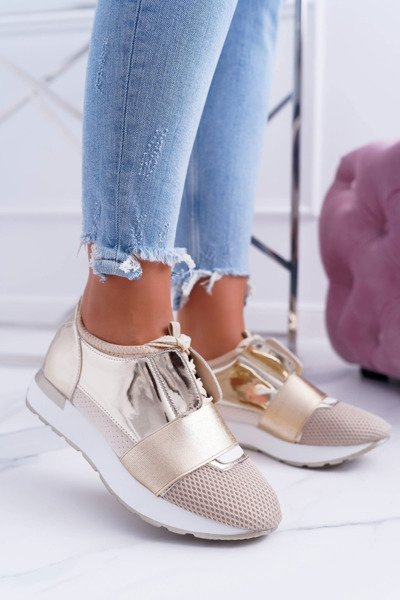 Lu Boo Damen Gold Sportschuhe Madoni