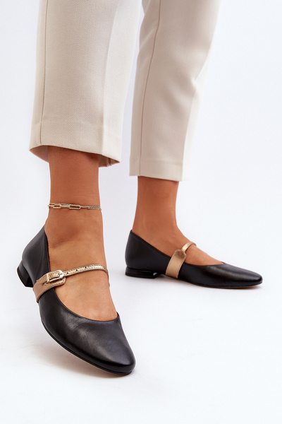 Ballerines en cuir pour femmes Laura Messi 2774 Noir