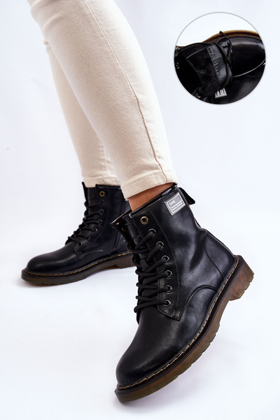 Bottes chaudes en cuir pour femmes GOE II2N4053 noir