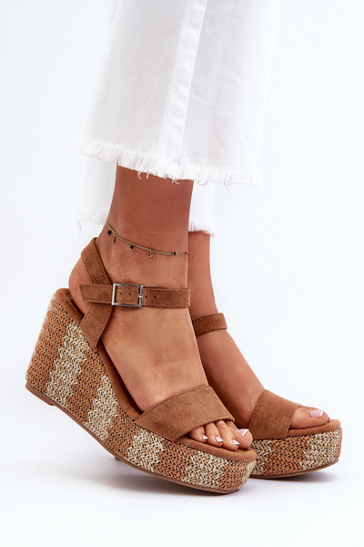 Sandales Compensées Femme Bride Tressée Camel Reviala