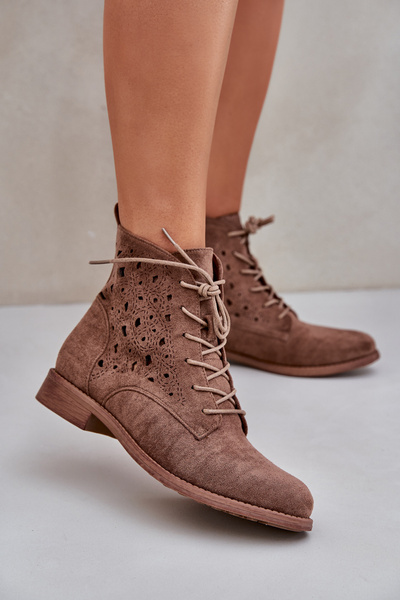 Bottines Lacées Avec Motif Ajouré S.Barski HY51-136 Marron