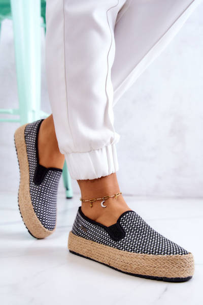 Baskets tressées pour femmes à enfiler Big Star JJ274395 noir