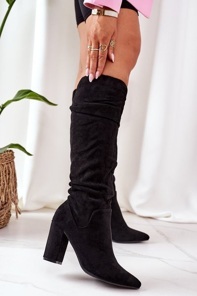 Wildleder spitze Stiefel Schwarz Beeindruckend