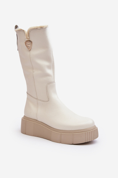 Damen Wolllederstiefel Creme Bayla