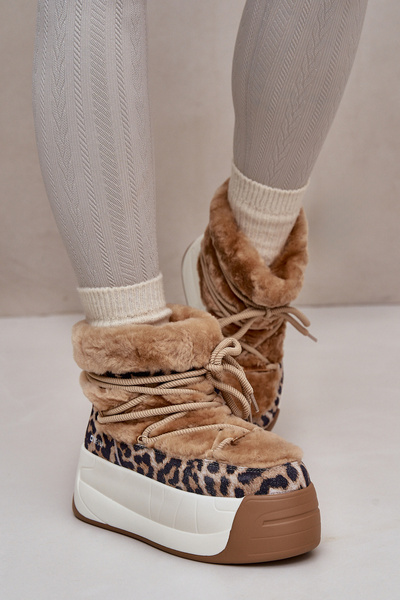 Bottes de neige en cuir pour femmes, semelle épaisse avec fourrure Panther Big Star OO274A207 marron