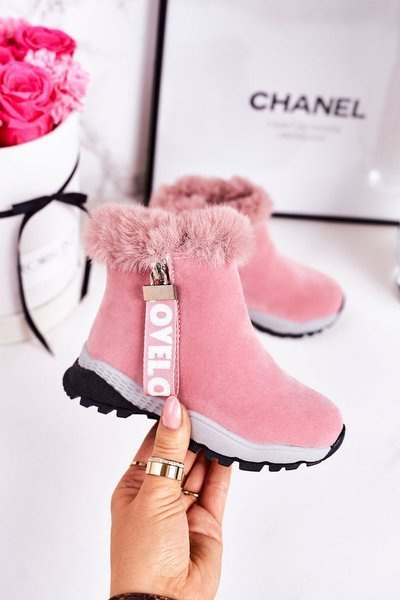 Fleecegefütterte Kinder-Schneestiefel Rosa Love-Love