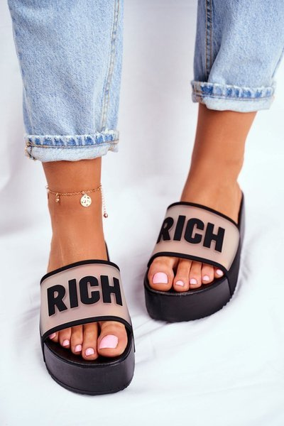 Women's Platform Flip Flops Black RICH