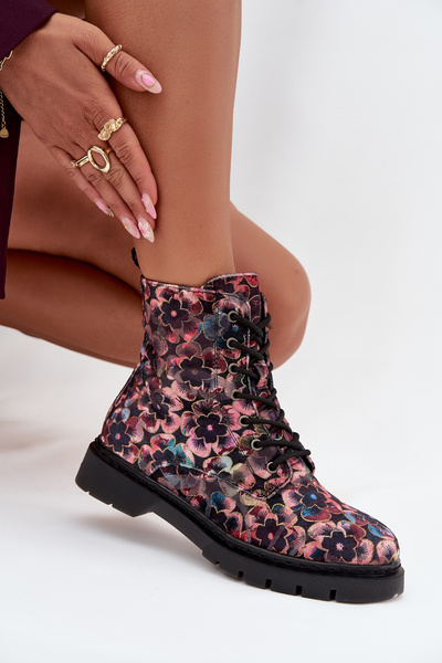 Boots pour femmes isolés fleuris Artiker 57C1051 Rose