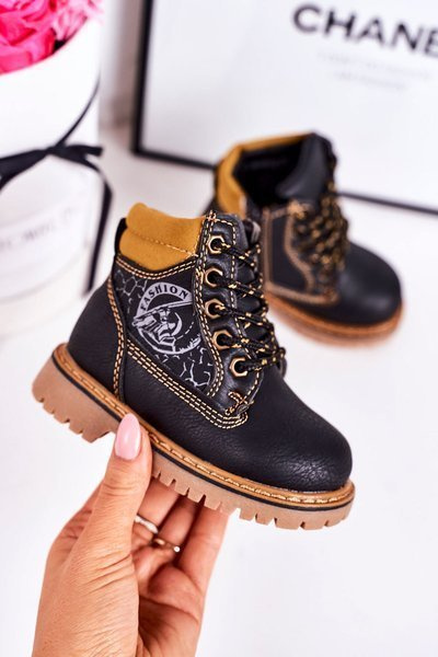 Bottes Isolées Enfant Sur Semelle Caoutchouc Noir Bobby