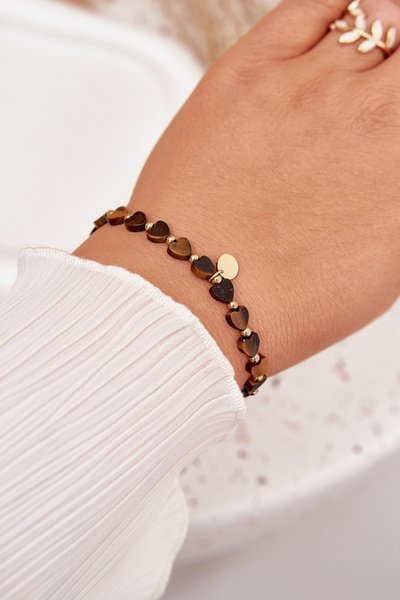Heart-shaped bracelet made of surgical steel brown