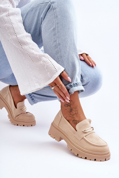 Damen Wildleder Slip-On Mokassins Beige Pure Love