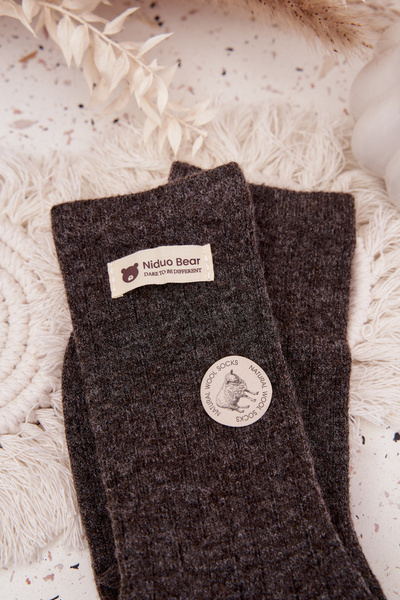 Warme Wollsocken Damen Mit Aufnäher Dunkelbraun