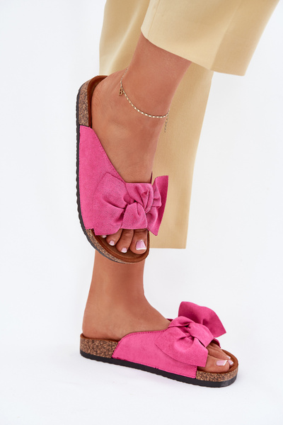 Damen Sandalen Mit Korksohle Und Schleife Fuchsia Seressa
