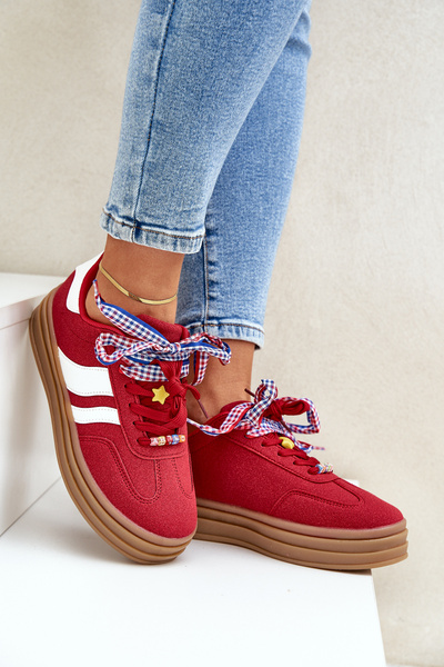 Baskets femmes avec nœuds rouges Jariana