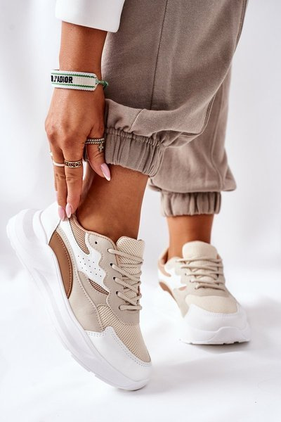 Damen Sport Turnschuhe Schuhe Beige Going
