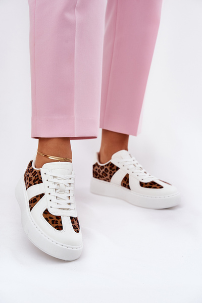 Baskets Femmes Avec Imprimé Léopard Sur Plateforme Blanches Nativira