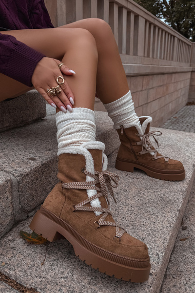 Bottes de neige pour femmes avec fourrure Camel Irmara