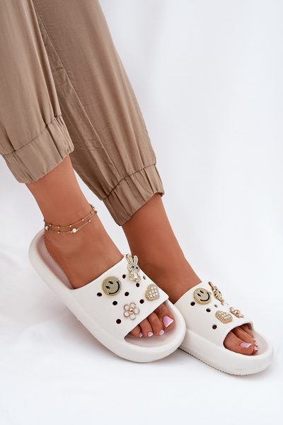 Sandales En Mousse Pour Femmes Avec Décorations 76055 Blanches Vinceza