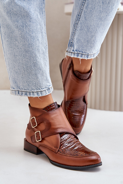 Bottes en cuir à talon pour femmes Maciejka marron 04492-98