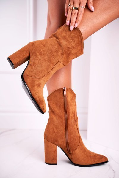 Women’s Boots On High Heel Eco-Suede Camel Ecstasy