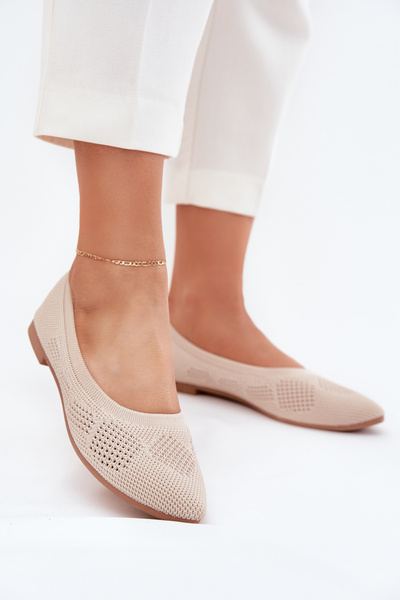 Stoff Damen Ballerinas Beige Zelira