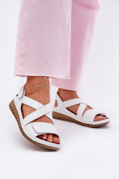 Moteriški Odiniai Sandalai Su Velcro Maciejka L6848-11 Balti