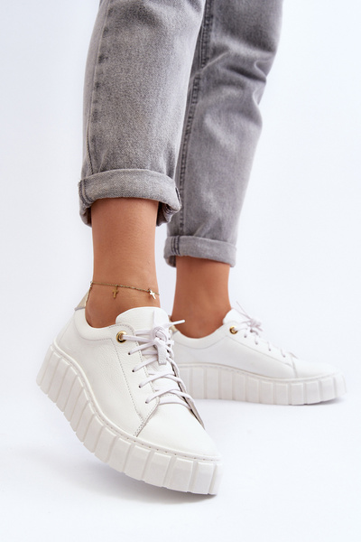Damen Lederschuhe mit dicker Sohle Zazoo 2919 Weiß
