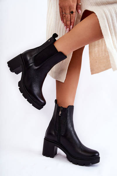 Bottes Femme En Cuir Sur Plateforme Noir Martine