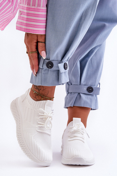 Chaussures de sport à enfiler en tissu pour femmes blanches Zauna