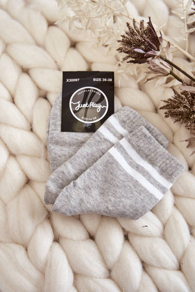 Damensocken aus Baumwolle mit Streifen Grau