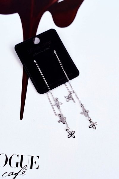 Silberne Damenohrringe mit hängenden Blumen Veronica
