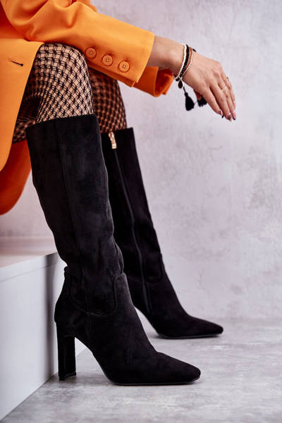 Bottes hautes pour femmes en suède écologique noir Truly Love