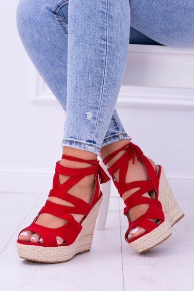 Rote Wildleder-Sandalen mit Absatz Nowelio