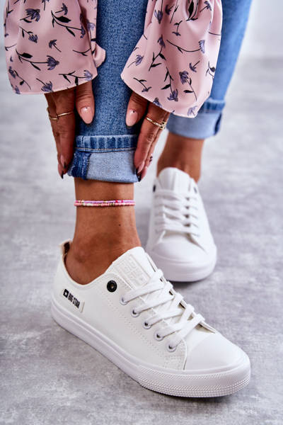Adidaje cu piele joasă pentru femei Big Star KK274010 Alb