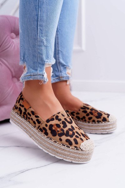Brown Leopard Suede Slide-on Espadrilles Mariako