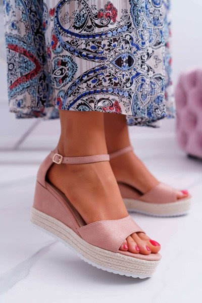 Sandales Plateforme Ancre Femme Daim Rose Delima