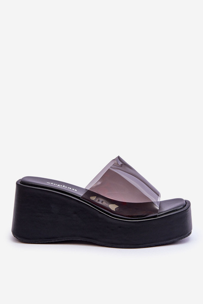 Chaussons Compensés Transparents Femme Noir Eliane