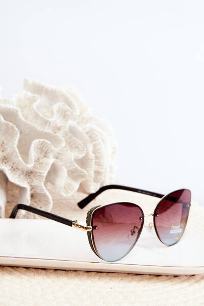 Lunettes de soleil femme avec inserts pailletés UV400 Noir-Or