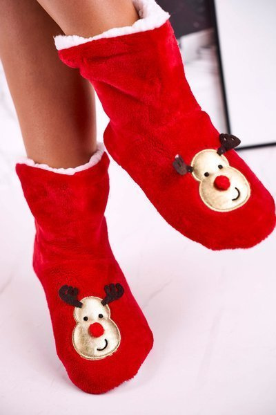 Holly Fleece-gefütterte Weihnachtspantoffeln mit Weihnachtsmann